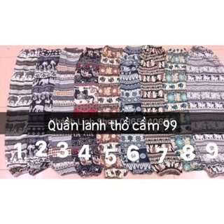 Quần lanh thổ cẩm , quần lanh thổ cẩm bo gấu, quần alibaba dáng dài ( lanh lụa)