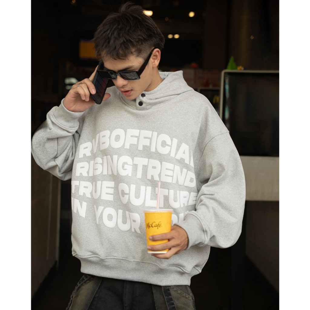 Ao Hoodie RVB Chewing Gum Boxy Hoodie Xám