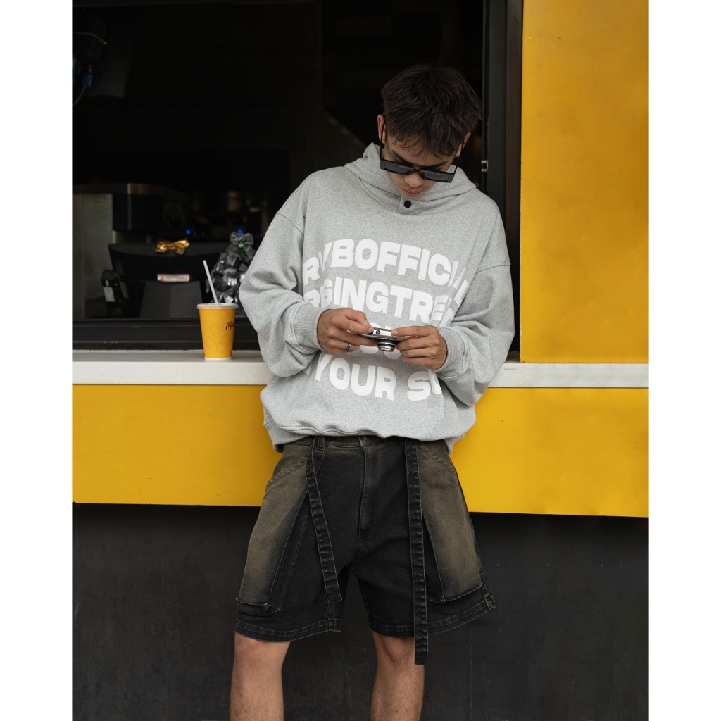 Ao Hoodie RVB Chewing Gum Boxy Hoodie Xám