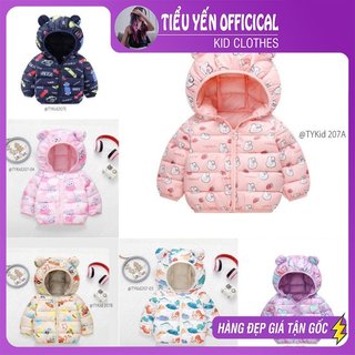 Áo khoác cho bé, Áo khoác phao tai gấu bé trai bé gái siêu nhẹ họa tiết kute cho bé từ 8-22kg AK207 | Tiểu Yến KID