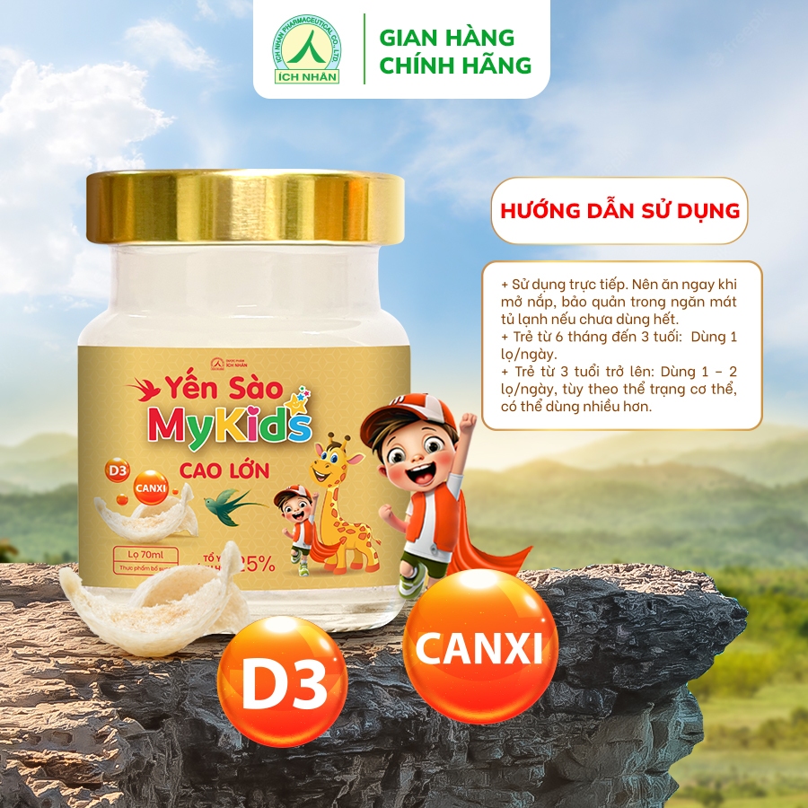 Yến Sào Mykids Giúp Bé Cao Lớn Hơn, Ăn Ngon Hơn, Bổ Sung Dưỡng Chất Và Vitamin, Sợi Yến Nguyên Chất Khánh Hòa - Lọ 70ml