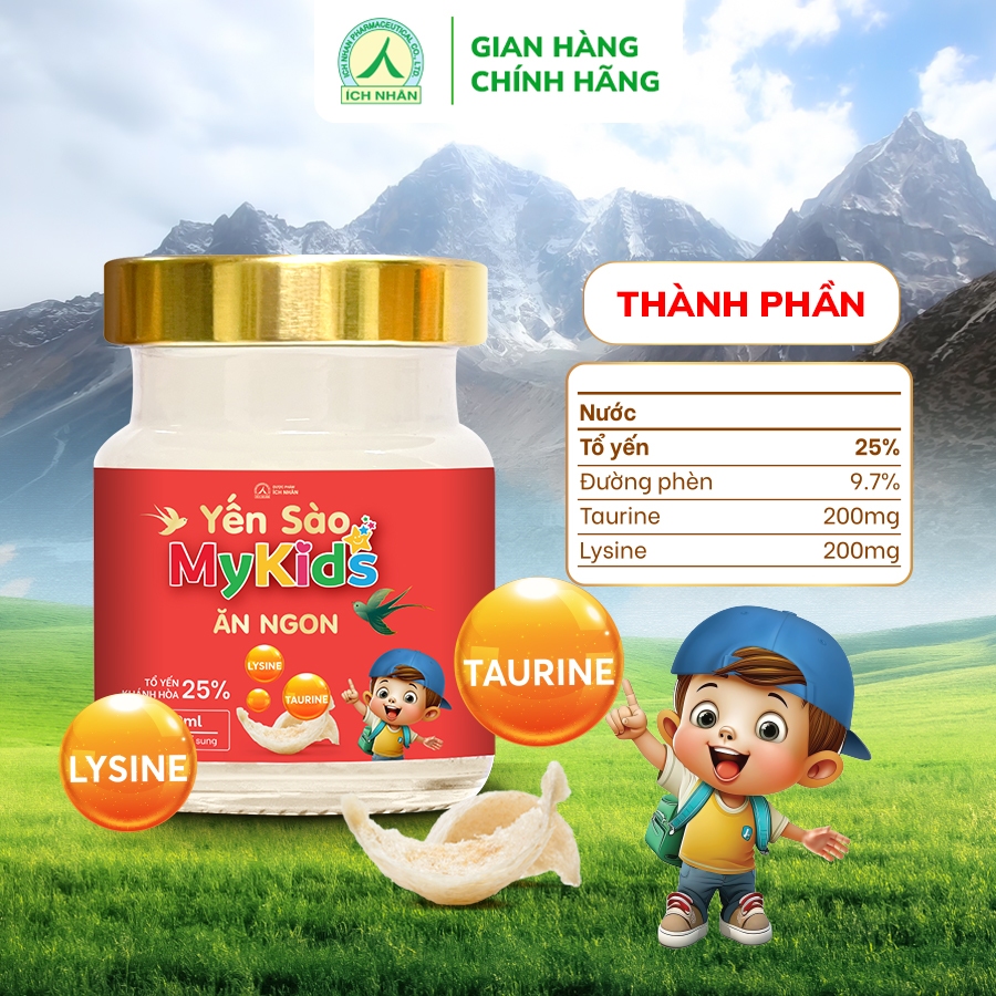 Yến Sào Mykids Giúp Bé Cao Lớn Hơn, Ăn Ngon Hơn, Bổ Sung Dưỡng Chất Và Vitamin, Sợi Yến Nguyên Chất Khánh Hòa - Lọ 70ml