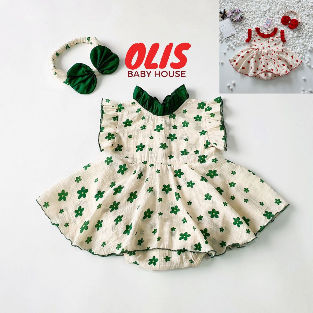 Bodysuit cho Bé gái OLIS Baby House, quần áo trẻ sơ sinh, size 3 - 12 kg