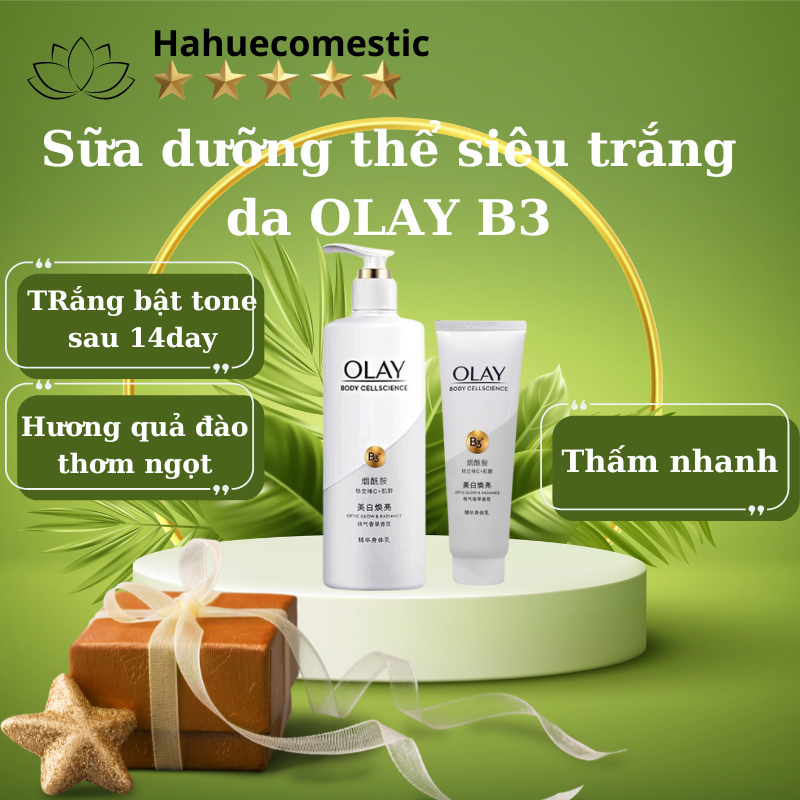 Sữa dưỡng thể siêu trắng da OLAY B3+ Optic Glow