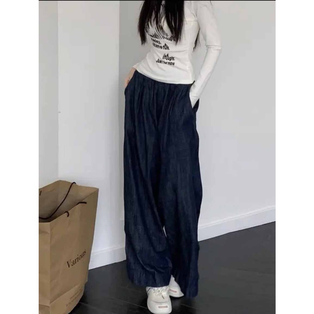 Quần giả jeans ống suông rộng xanh đen nam nữ (Có Bigsize 40-73kg) - Quần dài ống rộng phong cách hiphop - g5.shop