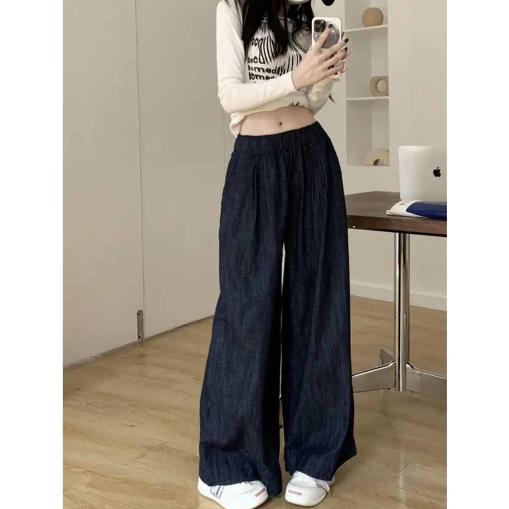 Quần giả jeans ống suông rộng xanh đen nam nữ (Có Bigsize 40-73kg) - Quần dài ống rộng phong cách hiphop - g5.shop
