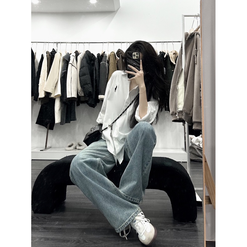 Quần bò QC xanh suông dài hàng đẹp