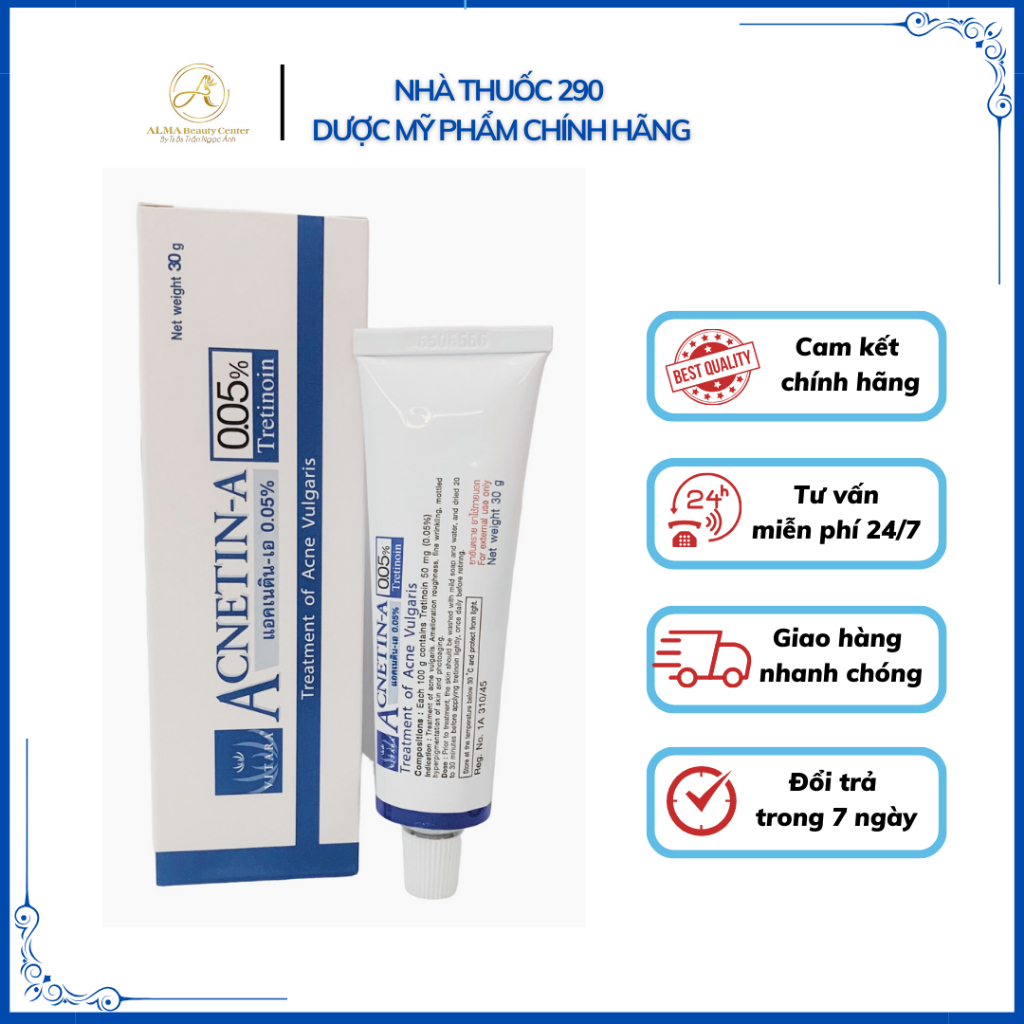 Kem giảm mụn, trẻ hóa da Acnetin A 30g