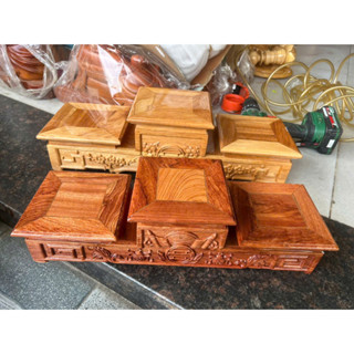 Đế tam sơn gỗ gõ-gõ hương .tam cấp gỗ -bục kê bát nhang nhiều kích thước mặt 12-14-16-18-20-22 cm NN.