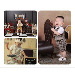 Bộ vest gile set công tử yếm cho bé trai 5-26kg