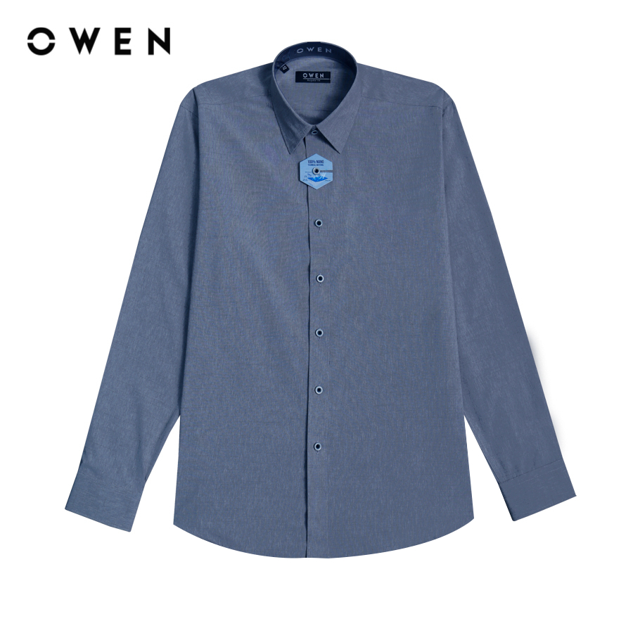 OWEN - Áo sơ mi dài tay Slim Fit màu Navy Nano - AS230027D