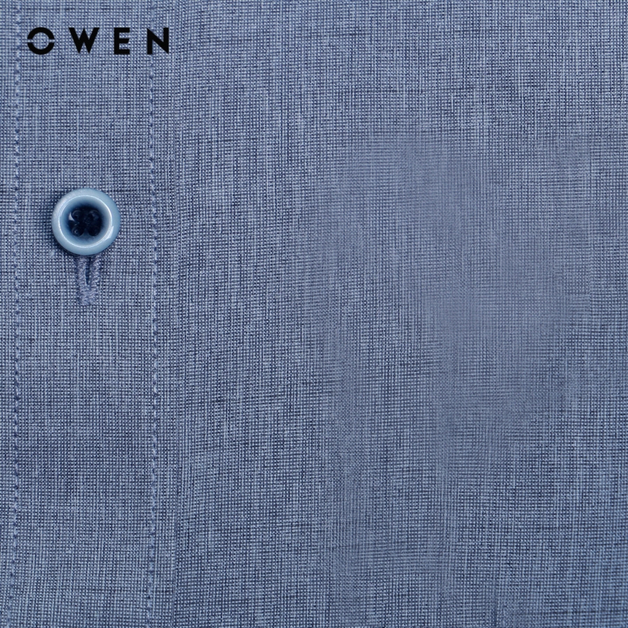 OWEN - Áo sơ mi dài tay Slim Fit màu Navy Nano - AS230027D