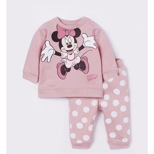 ĐỒ BỘ QUẦN ÁO 100% COTTON DÀI TAY MALWEE CỔ TRÒN CHO BÉ GÁI TRẺ EM MẶC NHÀ HOẠ TIẾT 🐹 MICKEY SIZE ĐẠI
