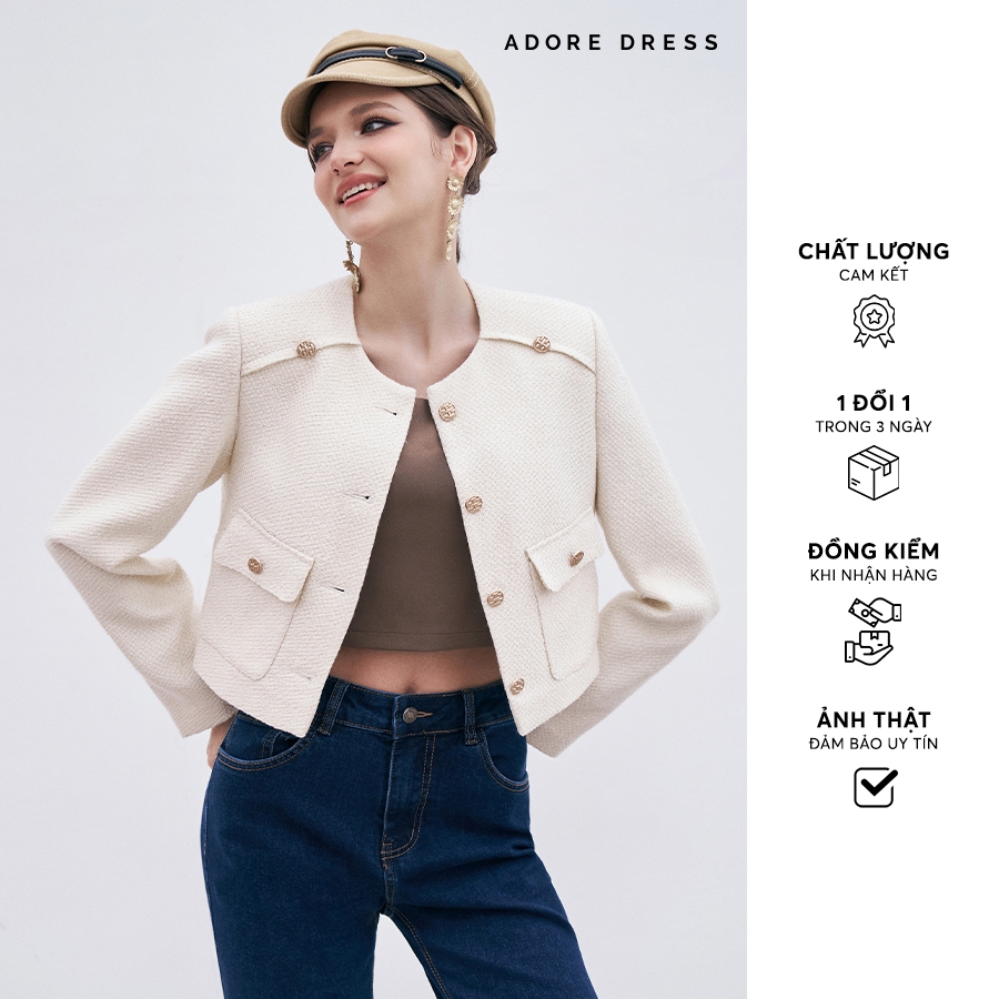 Áo khoác tweed sợi nổi 2 màu 312TW1042 ADORE DRESS