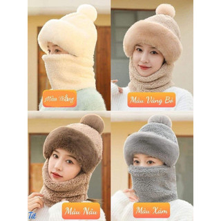 Set mũ len 2in1 kèm khăn cho Nữ siêu ấm áp