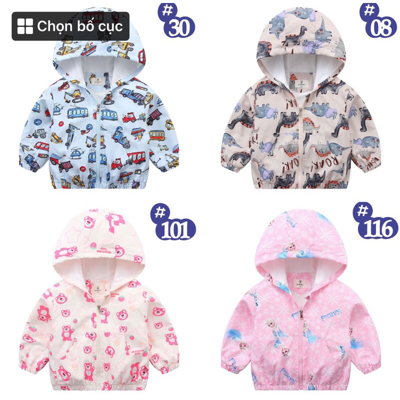 Áo khoác gió bé trai bé gái 11-23kg hàng quảng châu