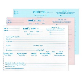 10 cuốn phiếu thu 3 liên 50 bộ (150 tờ) 13x19 cm