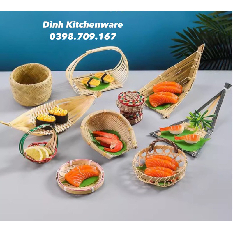 Mành tre trang trí sashimi, hàng rào tre trang trí sashimi, tre decor món ăn phong cách nhật bản