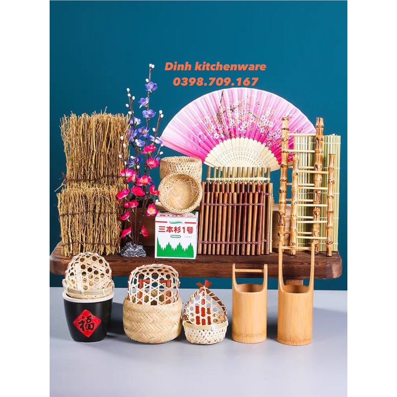 Mành tre trang trí sashimi, hàng rào tre trang trí sashimi, tre decor món ăn phong cách nhật bản