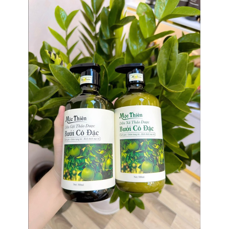 Dầu Gội Xả Bưởi Mộc Thiên, Mềm Mượt Phục Hồi Mọc Tóc 500ml x2