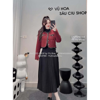 Áo khoác dạ viền kim tuyến, áo dạ nữ tay dài dáng croptop VIENS STORE