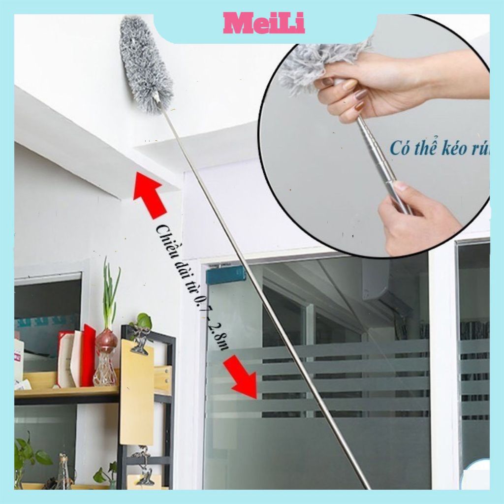 Chổi Quét Màng Nhện - Chổi Quét Trần Gấp Gọn, Lau Bụi, Quét Trần Nhà Thông Minh