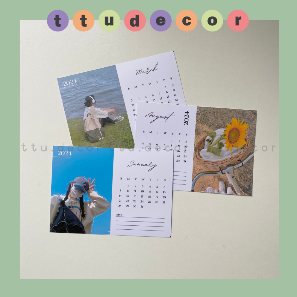 Lịch 2024 in ảnh theo yêu cầu đế gỗ - ttu.decor