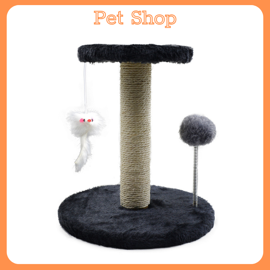Khung leo trèo trụ cào móng 2 lớp kèm đồ chơi thú cưng cho mèo, Cây đồ chơi cho mèo, Trụ cào móng mèo