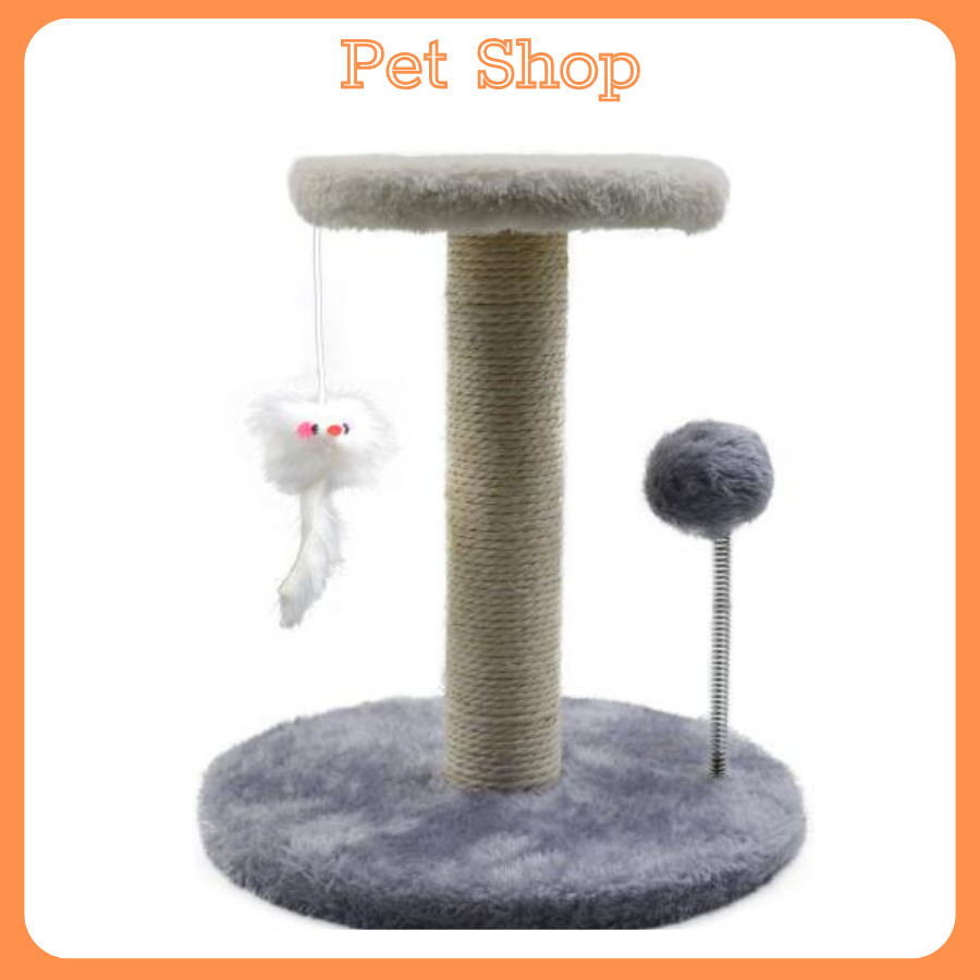 Khung leo trèo trụ cào móng 2 lớp kèm đồ chơi thú cưng cho mèo, Cây đồ chơi cho mèo, Trụ cào móng mèo