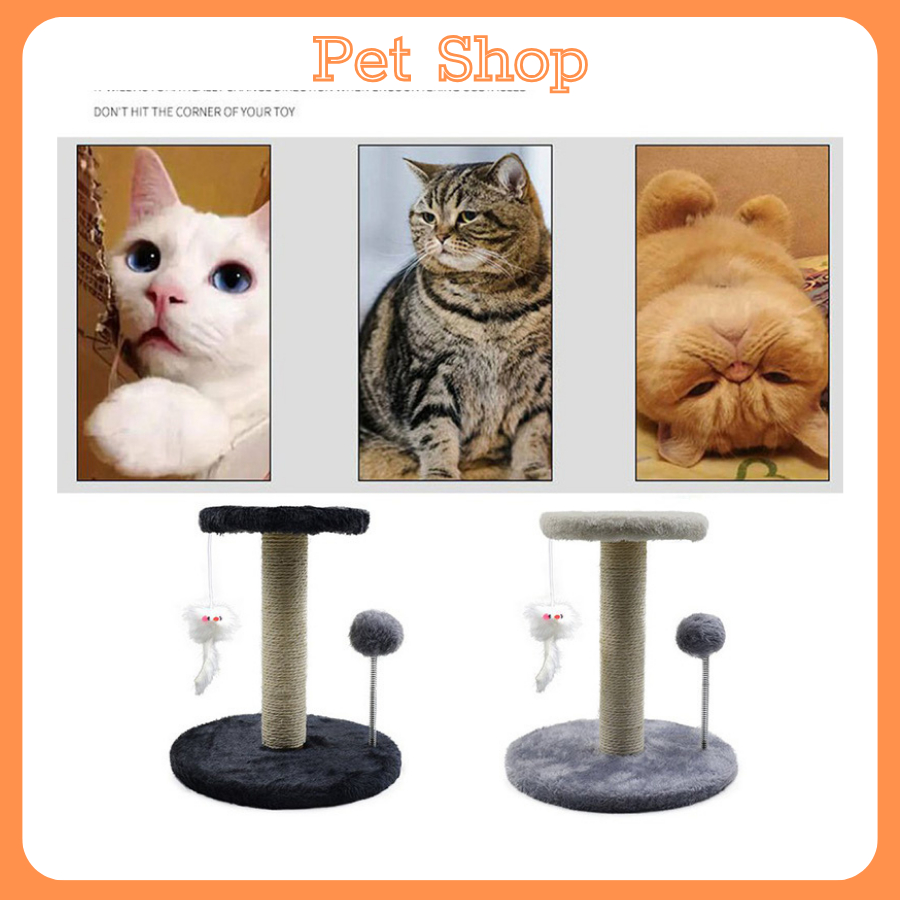 Khung leo trèo trụ cào móng 2 lớp kèm đồ chơi thú cưng cho mèo, Cây đồ chơi cho mèo, Trụ cào móng mèo