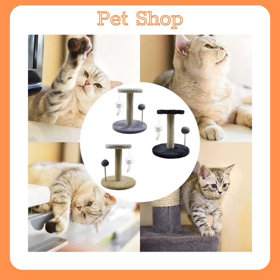 Khung leo trèo trụ cào móng 2 lớp kèm đồ chơi thú cưng cho mèo, Cây đồ chơi cho mèo, Trụ cào móng mèo