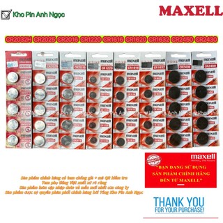 Vỉ 5 viên pin maxell cr2032h /cr2025 /cr2016 /cr1632 /cr1620 /cr1616/ cr1220/ cr2450 /cr2430 3v