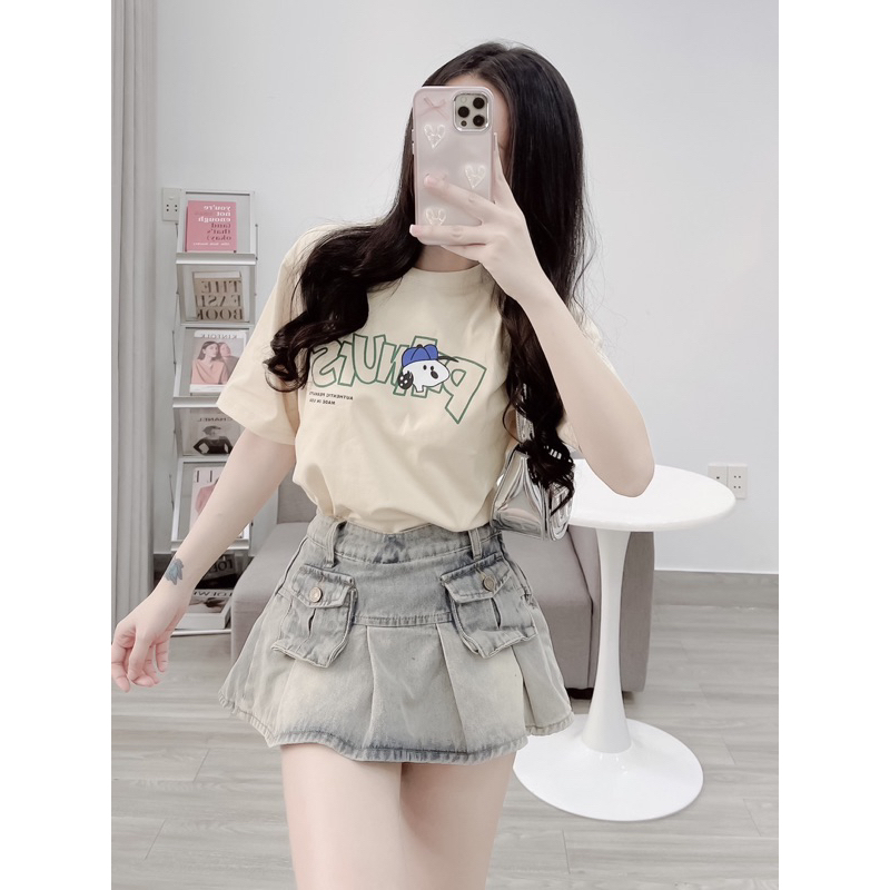 Áo Thun Tay Ngắn Cổ Tròn Snoopy Chuẩn Xịn