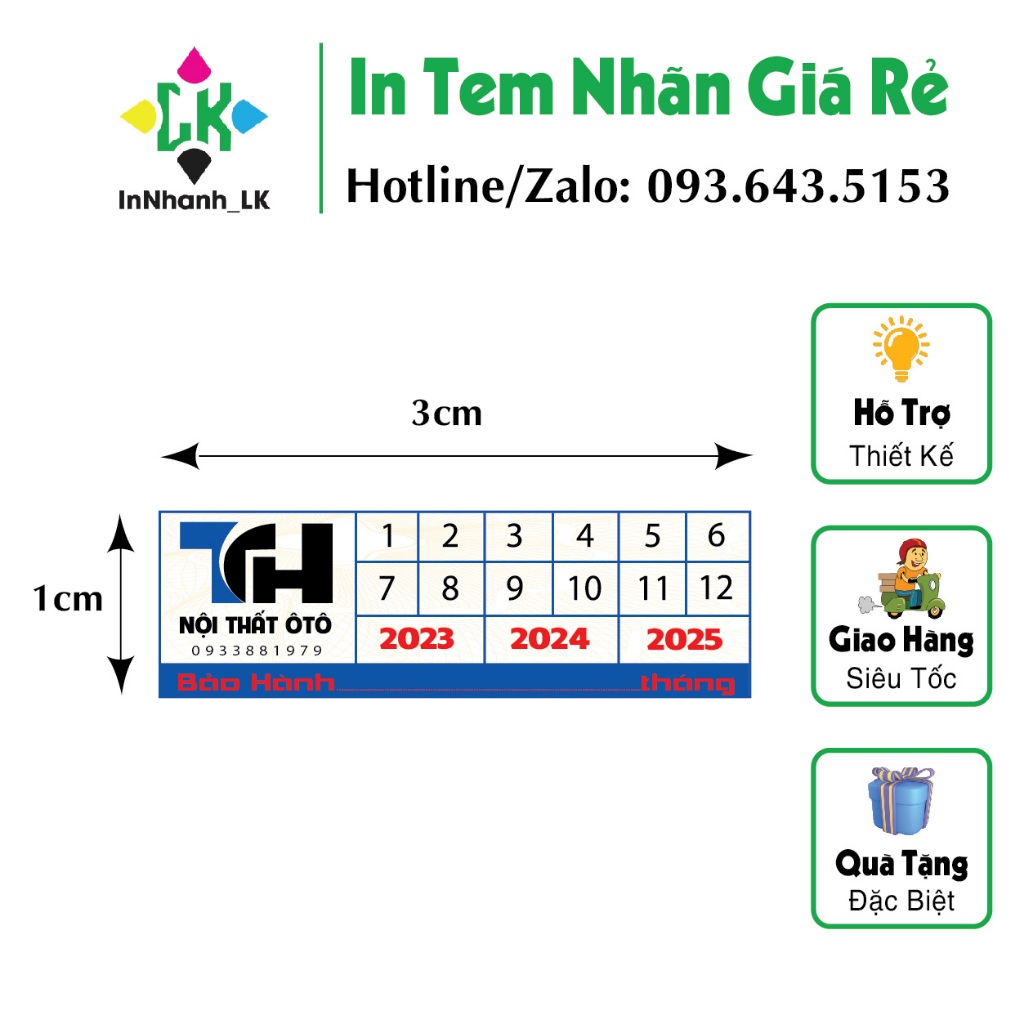 In tem bảo hành, tem vỡ dai, vỡ giòn, tem niêm phong theo yêu cầu