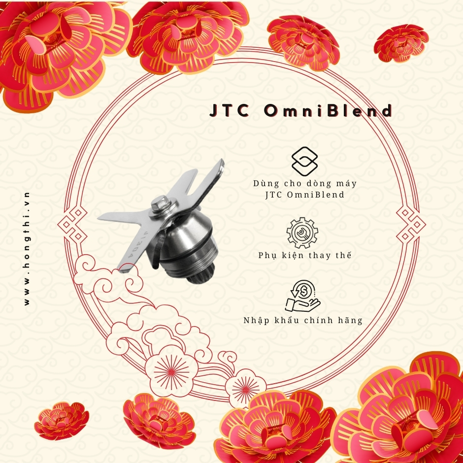 Lưỡi dao máy xay sinh tố JTC OmniBlend bằng thép không gỉ lưỡi dao 6 cánh - Nhập khẩu chính hãng