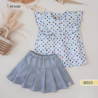 B023 Set Bộ Trẻ Em Xinh House Cotton Họa Tiết Chấm Bi