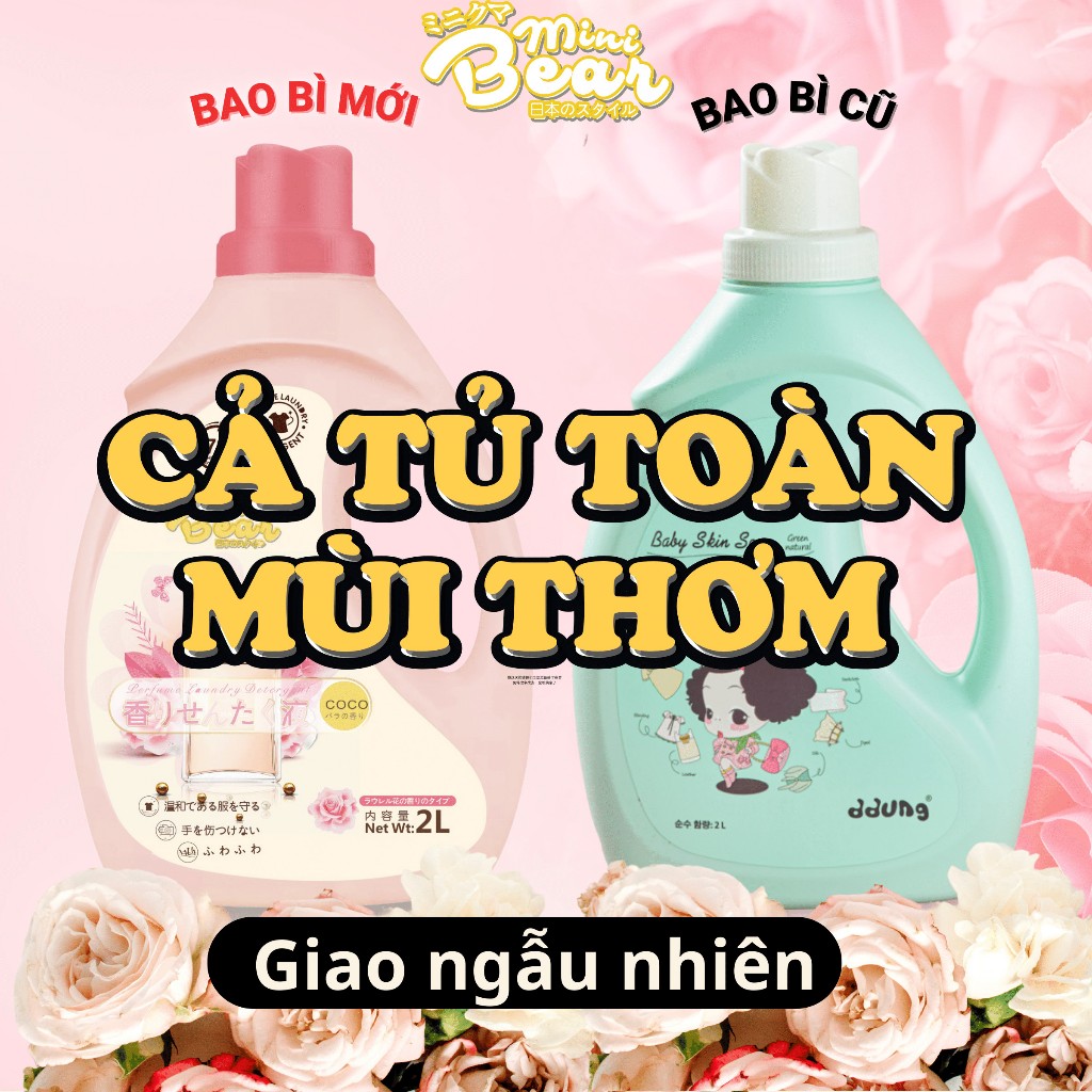 Nước giặt xả nước hoa Minibear 2 in 1, giặt siêu sạch, thân thiện làn da, chuyên dùng cho mẹ&bé.
