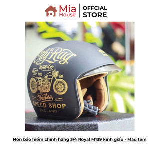 Nón bảo hiểm chính hãng 3/4 Royal M139 kính giấu - Màu tem