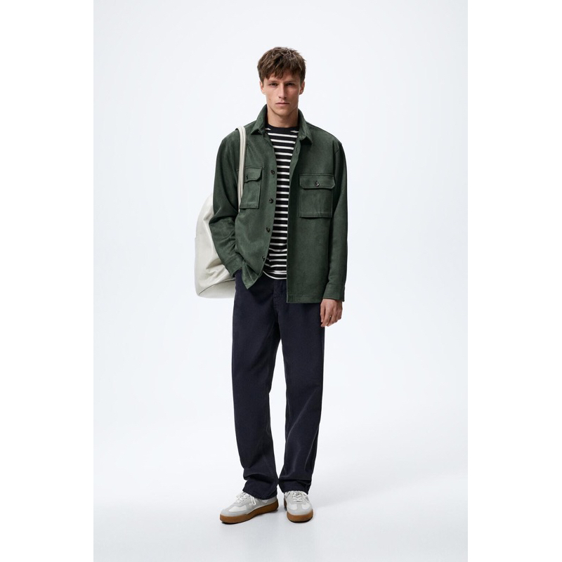 Order áo khoác auth tuồn ZARA nam Áo khoác giả da lộn dáng sơ mi