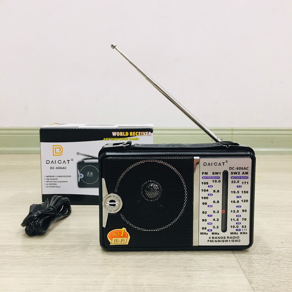 Đài Radio Chất Lượng Cao, Âm Thanh Rõ Ràng DAICAT DC-606AC Phát Sóng FM/AM/SW, Hỗ Trợ Nguồn Điện 220V
