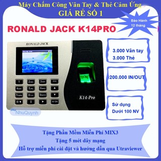 Máy chấm công vân tay thẻ cảm ứng Ronald Jack K14-Pro Tặng Kèm Phần Mềm Vĩnh Viễn