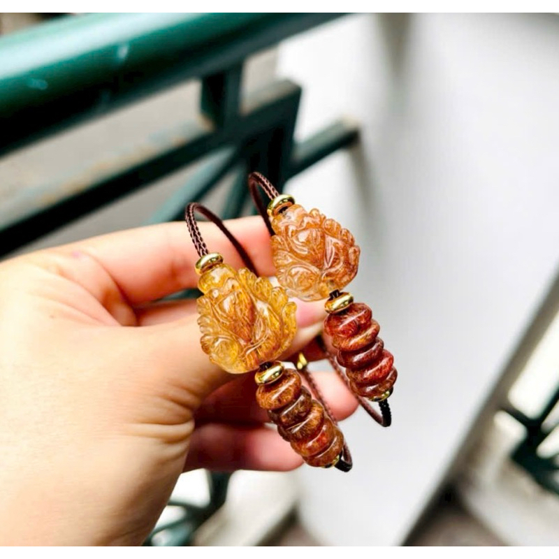 Vòng đeo tay dây cáp hồ ly chúa mix đồng điếu đá TA tóc nâu đỏ