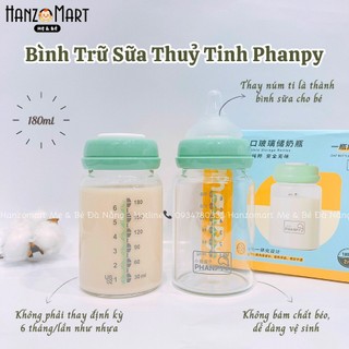 Bình trữ sữa thủy tinh phanpy chịu nhiệt, có 2 dung tích 150ml và 180ml