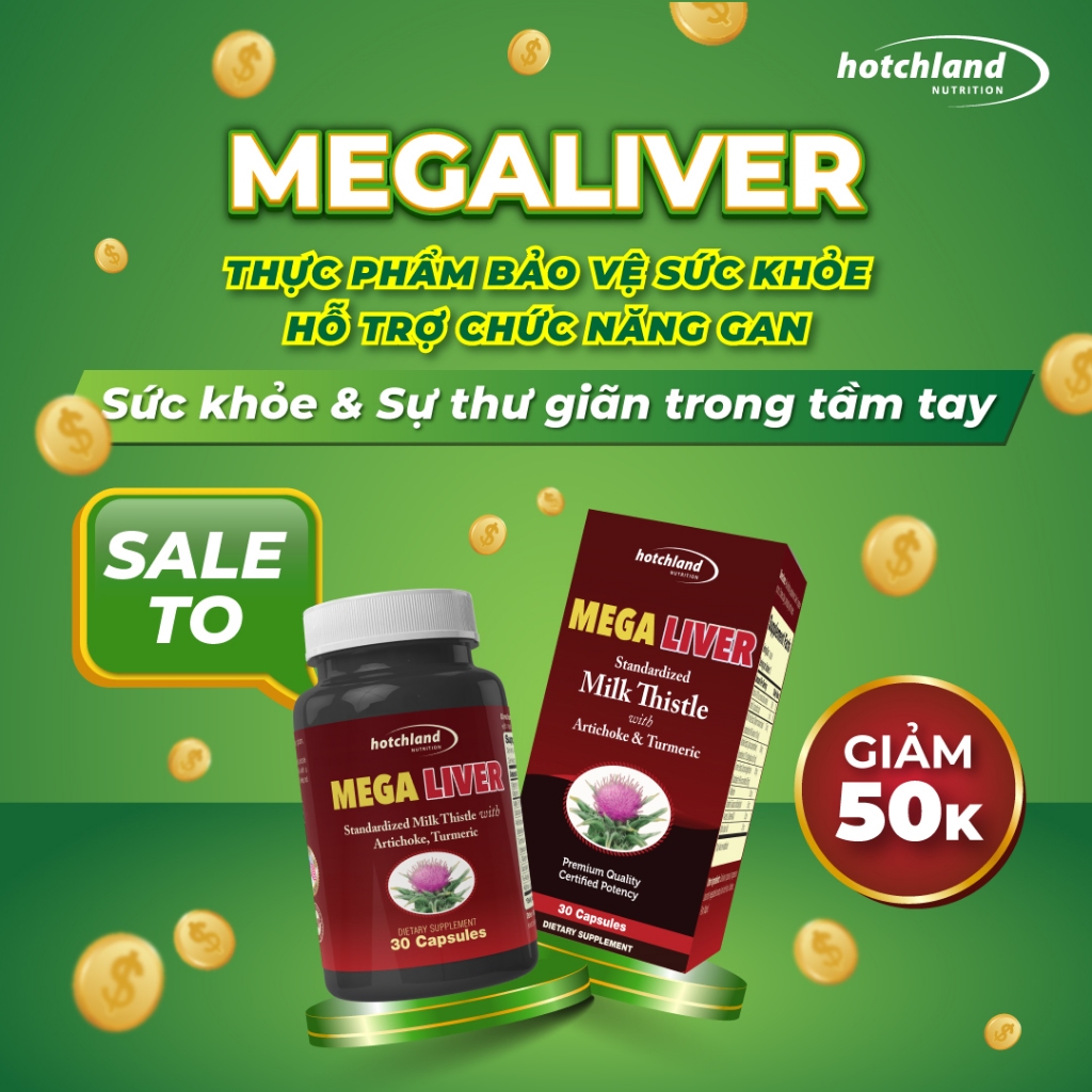 Viên uống hỗ trợ tăng cường chức năng gan Mega Liver giúp giải độc gan, hạ men gan, giảm các tổn thương cho gan. Hộp 30v