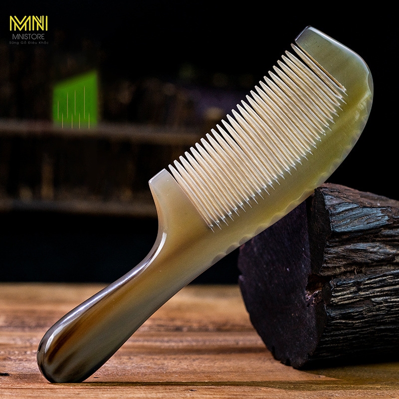 Lược sừng chuôi dài trơn trắng kích thước 16-22cm dày 3-11mm chống rụng tóc, giảm cảm giác đau đầu