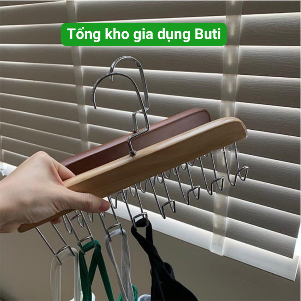 Móc gỗ treo đồ lót, khăn, thắt lưng, cà vạt,  áo 2 dây, móc treo đa năng tiện dụng