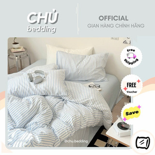 [FREESHIP ] BỘ CHĂN GA GỐI COTTON ĐŨI KẺ/CARO: full 9 màu (bảng 1)