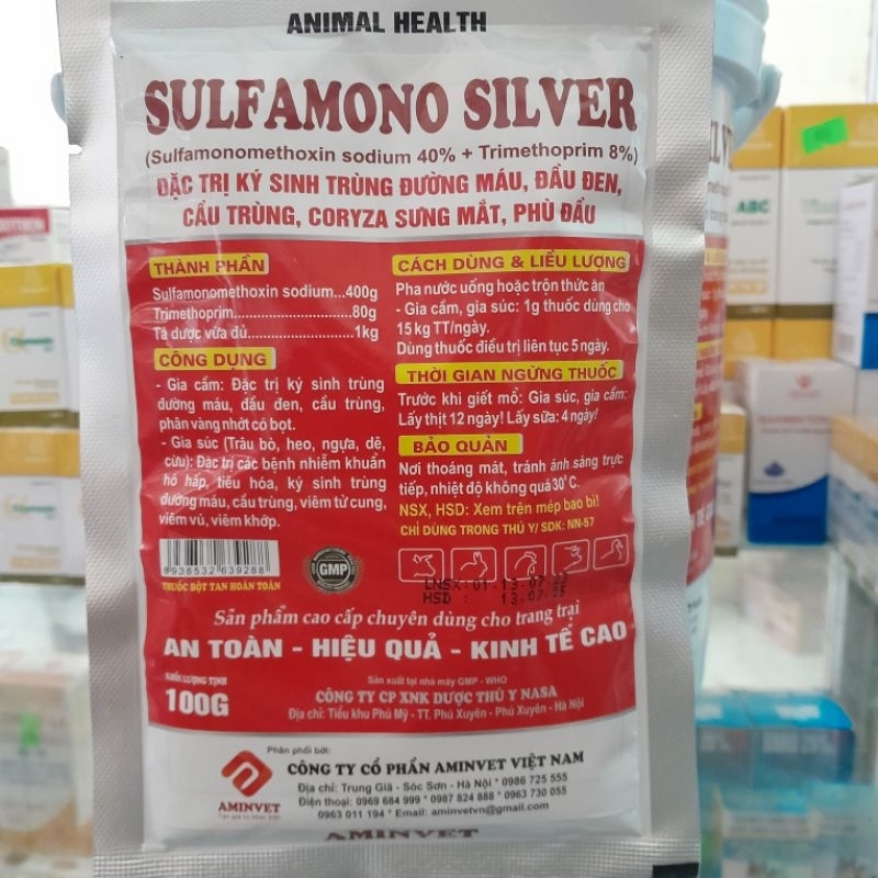 Trisulpha/Sulfamono 100g gà mặt bạc, ký sinh trùng đầu đen, phân trắng nhớt