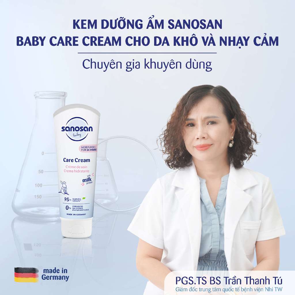 (15/12-15/01 - TẶNG SET 2 KHĂN SỢI TRE LA POMME) Kem dưỡng ẩm Sanosan Baby Care Cream cho da khô và nhạy cảm 100ml