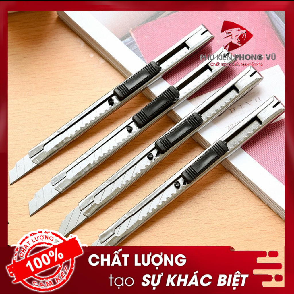 Dao rọc giấy nhỏ mini, dao rọc giấy vỏ thép, lưỡi dao sắc bén, chất liệu cứng cáp, có móc kẹp tiện dụng Phukiengiacucre